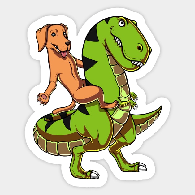 Labrador Retriever Riding T-Rex Dinosaur Sticker by underheaven